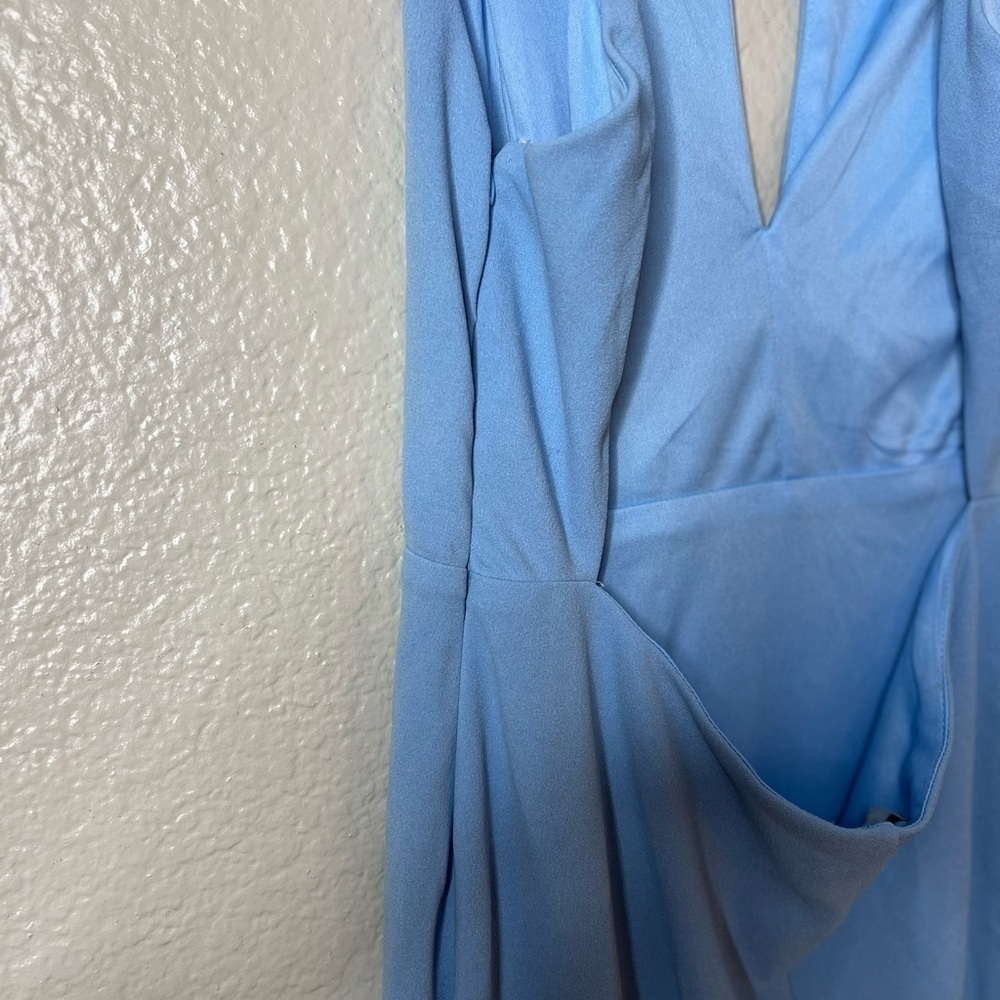 Striking Elegance Light Blue Bow Backless Halter Maxi Dress - Picture 6 of 6